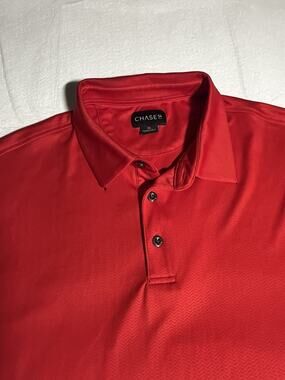 Chase 54 Golf Polo Men’s XL Red Performance Short Sleeve Herringbone Shirt